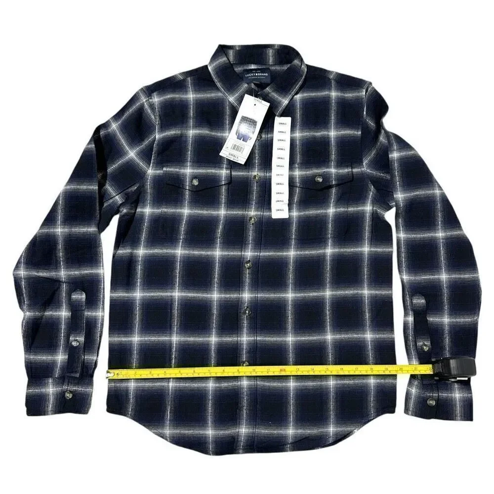 Lucky Brand Men's Flannel Dark Plaid Size Small - Picture 6 of 10